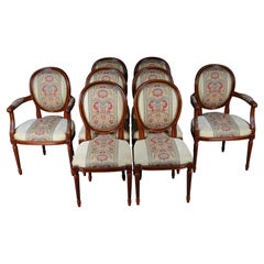 Vintage 20th Century 8 French Drawing Room Chairs Louis XVI