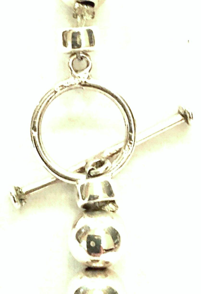 20th Century 925 Sterling Silver Bead Opera Length Necklace For Sale 1