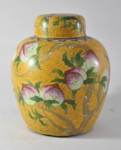 20th Century Cloisonne Ginger Jars with Lids in Peach Tree Pattern