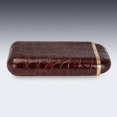 20th Century 9k Gold & Crocodile Leather Cigar Case, London, C.1958