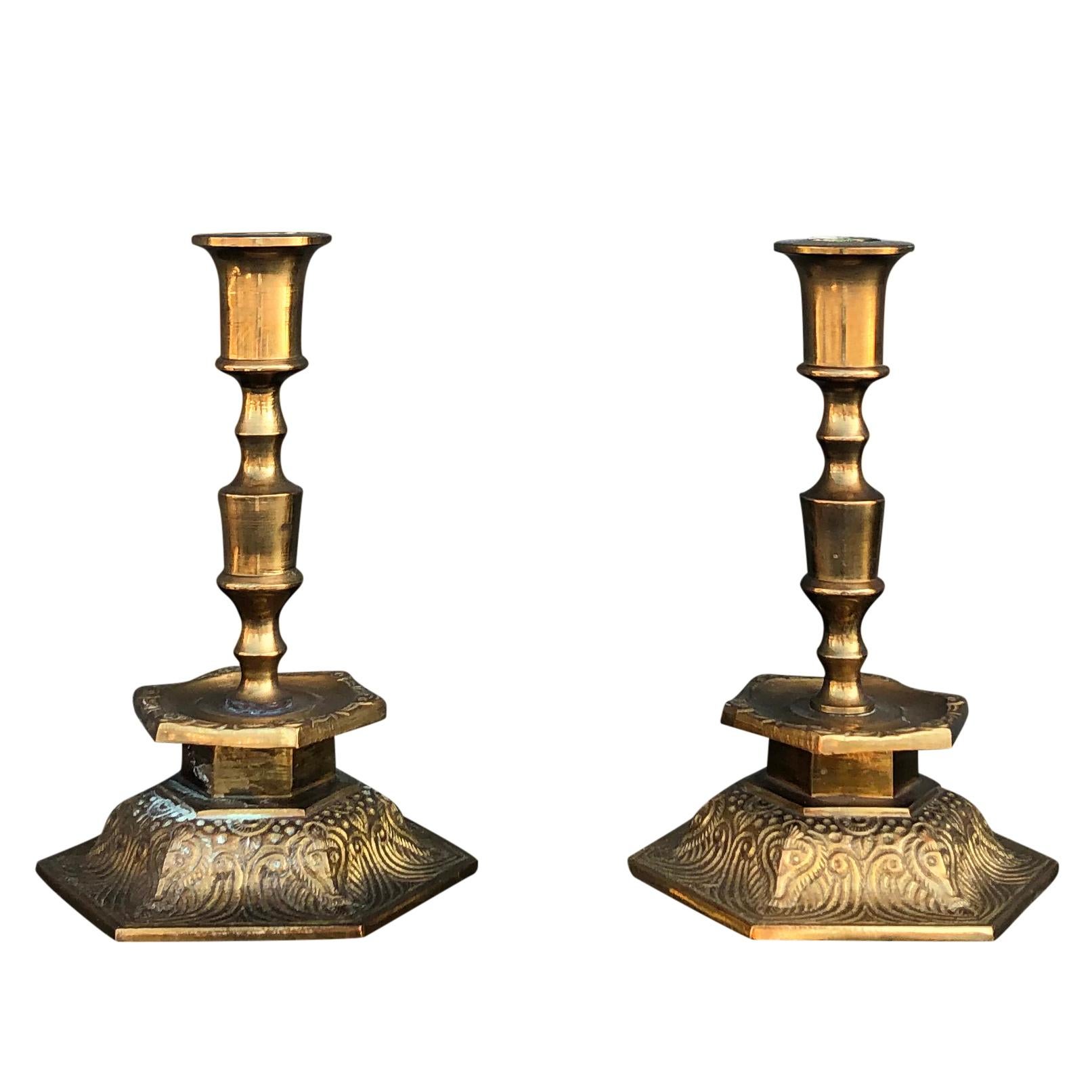 20th Century Gold Swedish, Danish Collection of Fourteen Brass Candlesticks For Sale 5