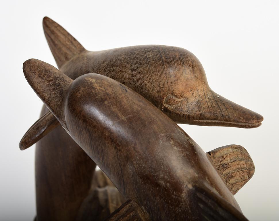 20th Century, A Pair of Burmese Wooden Dolphins For Sale 6