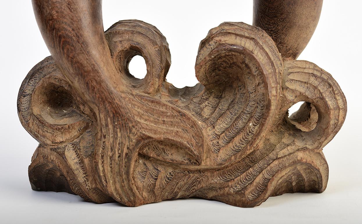 Hand-Carved 20th Century, A Pair of Burmese Wooden Dolphins For Sale