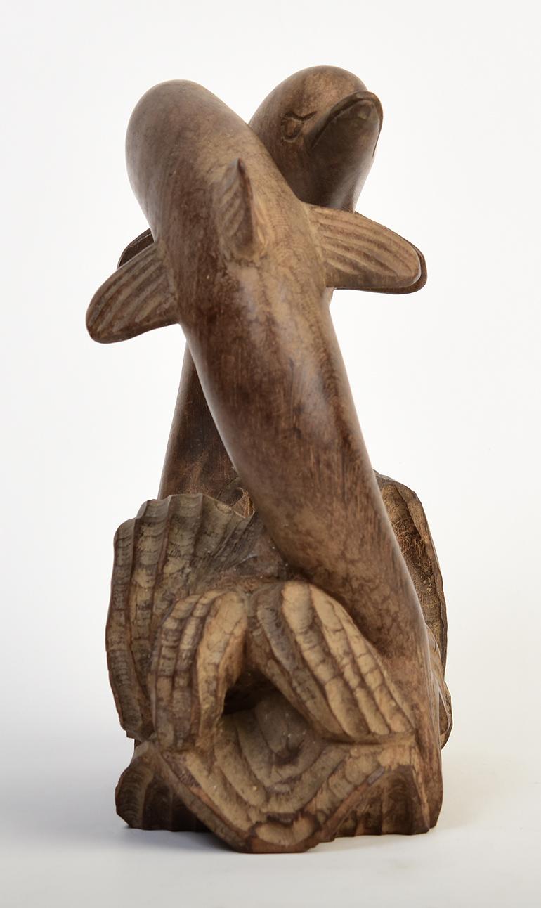 20th Century, A Pair of Burmese Wooden Dolphins For Sale 1