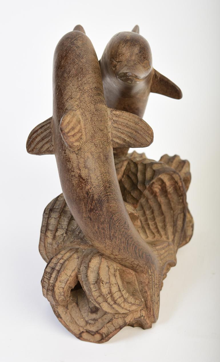 20th Century, A Pair of Burmese Wooden Dolphins For Sale 2