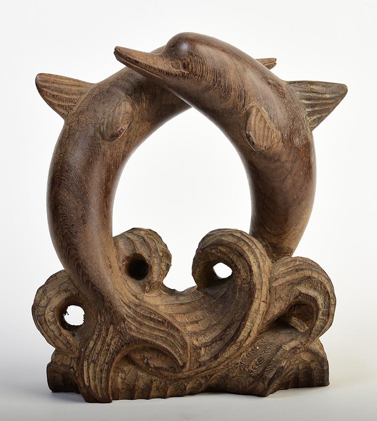 20th Century, A Pair of Burmese Wooden Dolphins For Sale 3