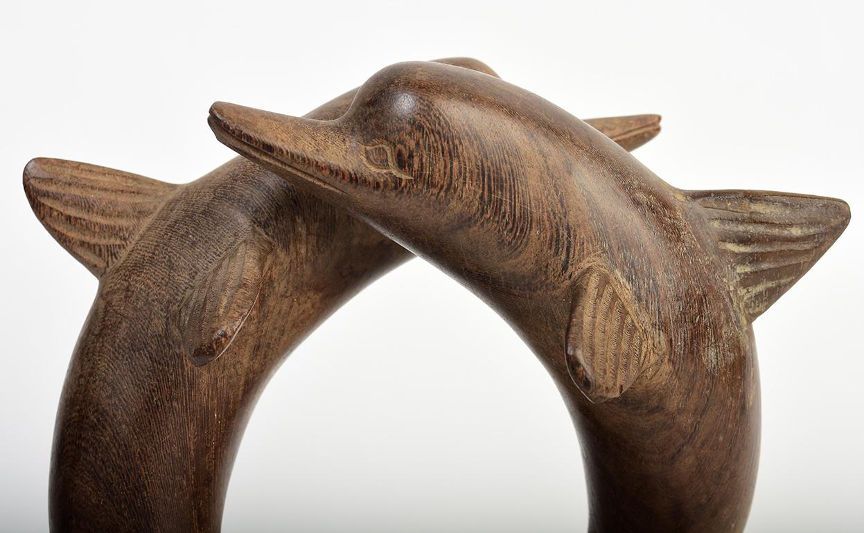 20th Century, A Pair of Burmese Wooden Dolphins For Sale 4