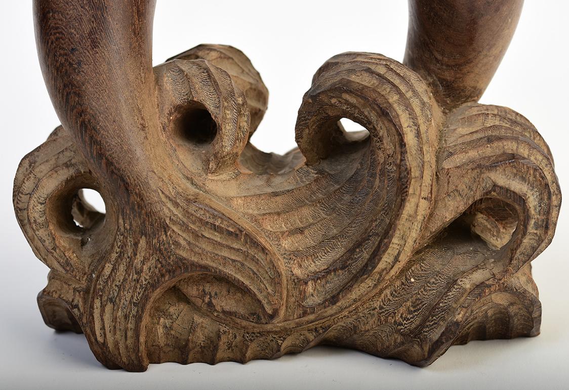 20th Century, A Pair of Burmese Wooden Dolphins For Sale 5