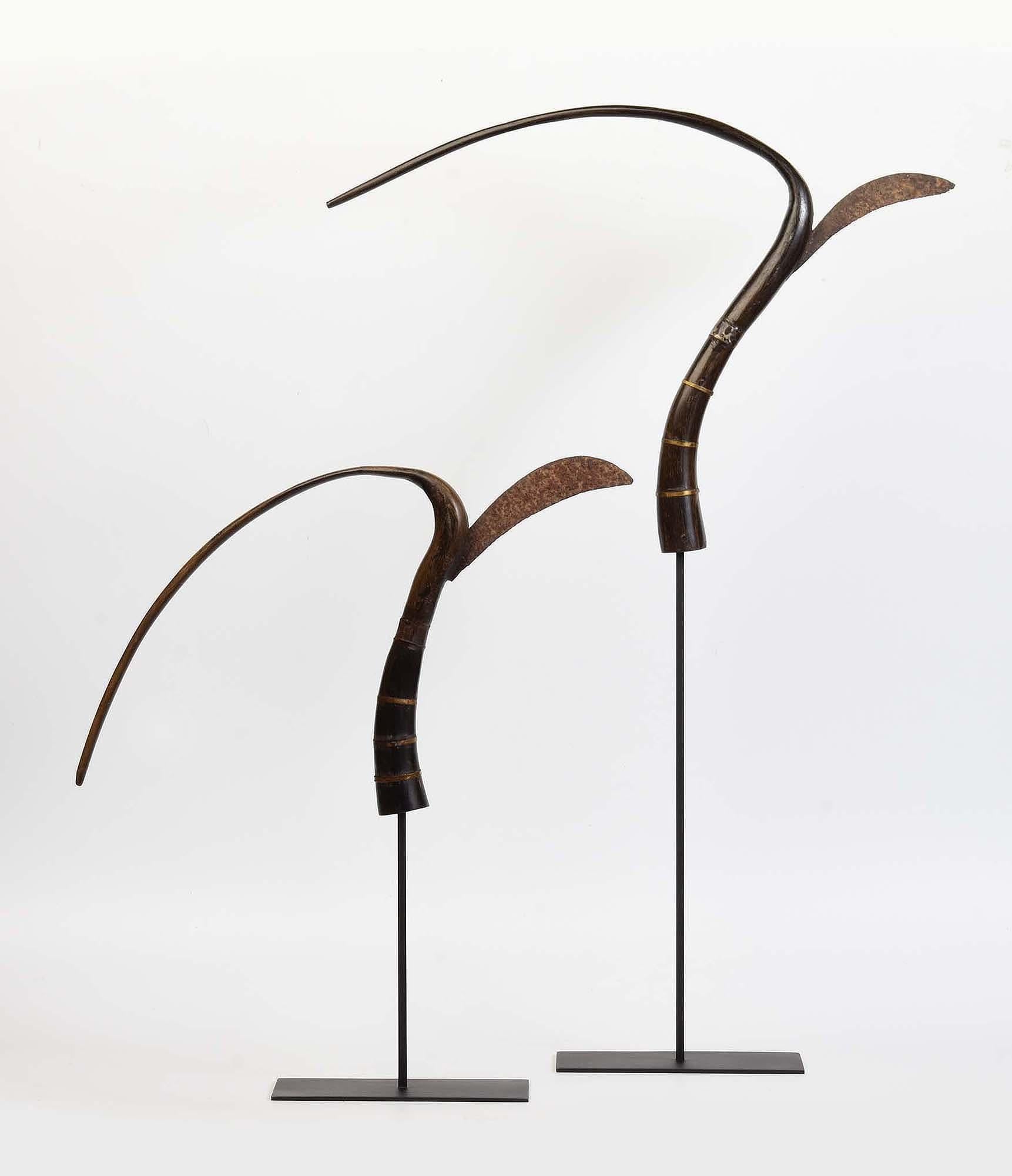 20th Century, A Pair of Cambodia Rice Cutters with Stand For Sale 4