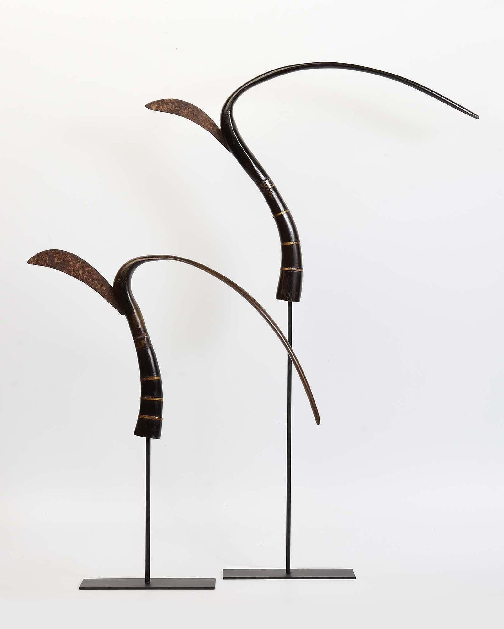 20th Century, A Pair of Cambodia Rice Cutters with Stand For Sale 7