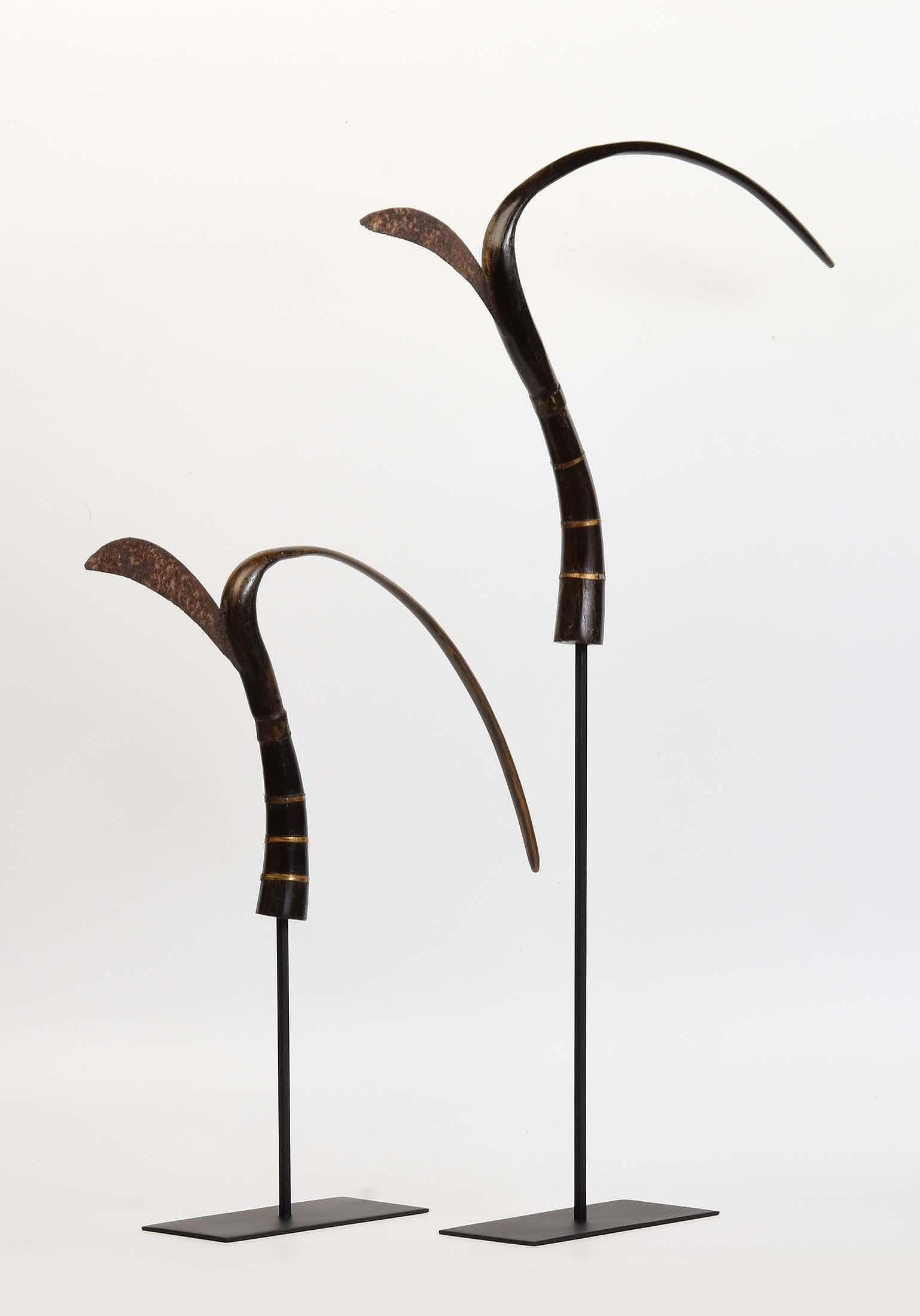 20th Century, A Pair of Cambodia Rice Cutters with Stand For Sale 1