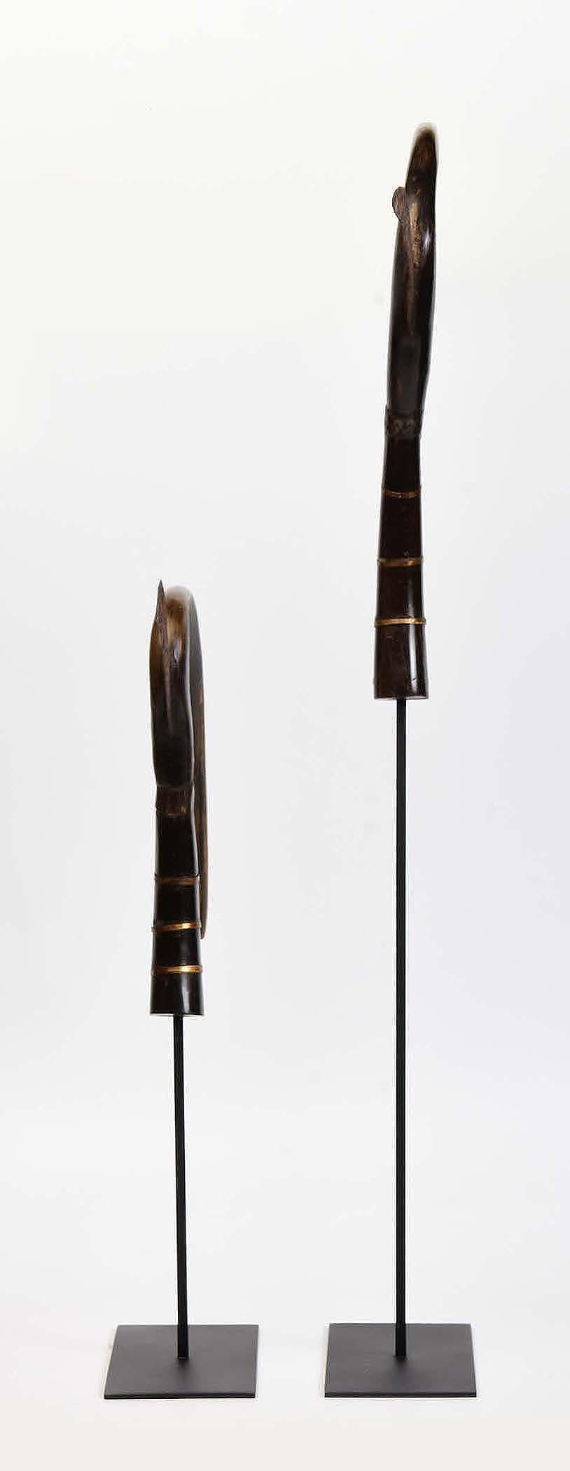 20th Century, A Pair of Cambodia Rice Cutters with Stand For Sale 2