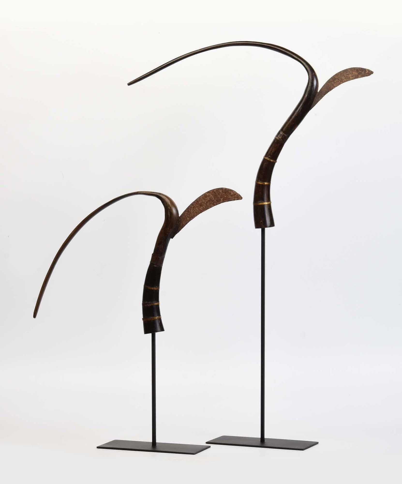 20th Century, A Pair of Cambodia Rice Cutters with Stand For Sale 3