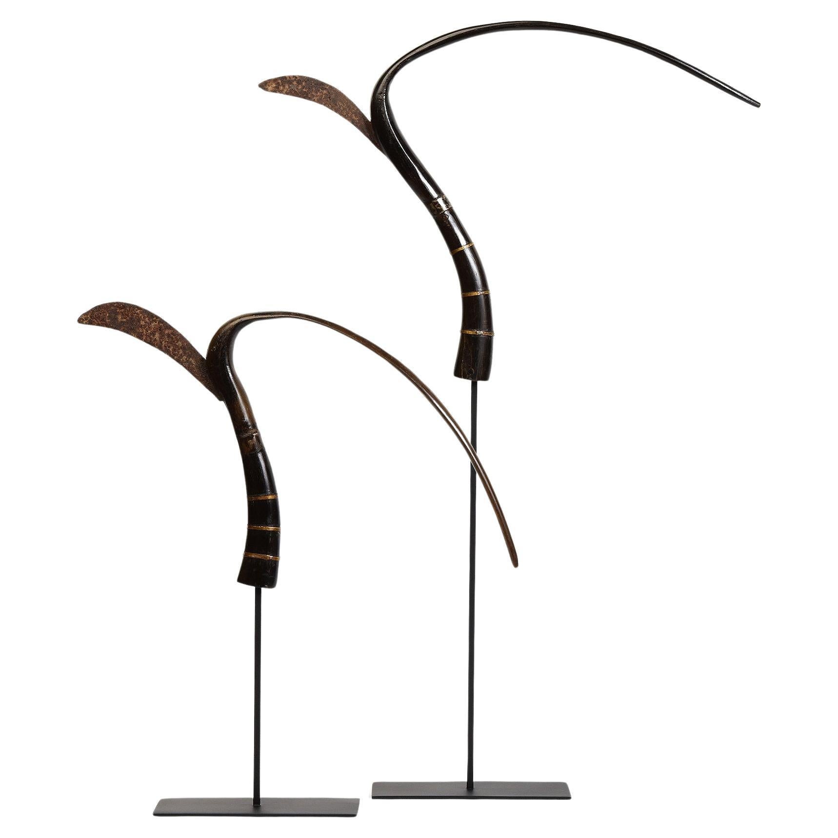 20th Century, A Pair of Cambodia Rice Cutters with Stand For Sale