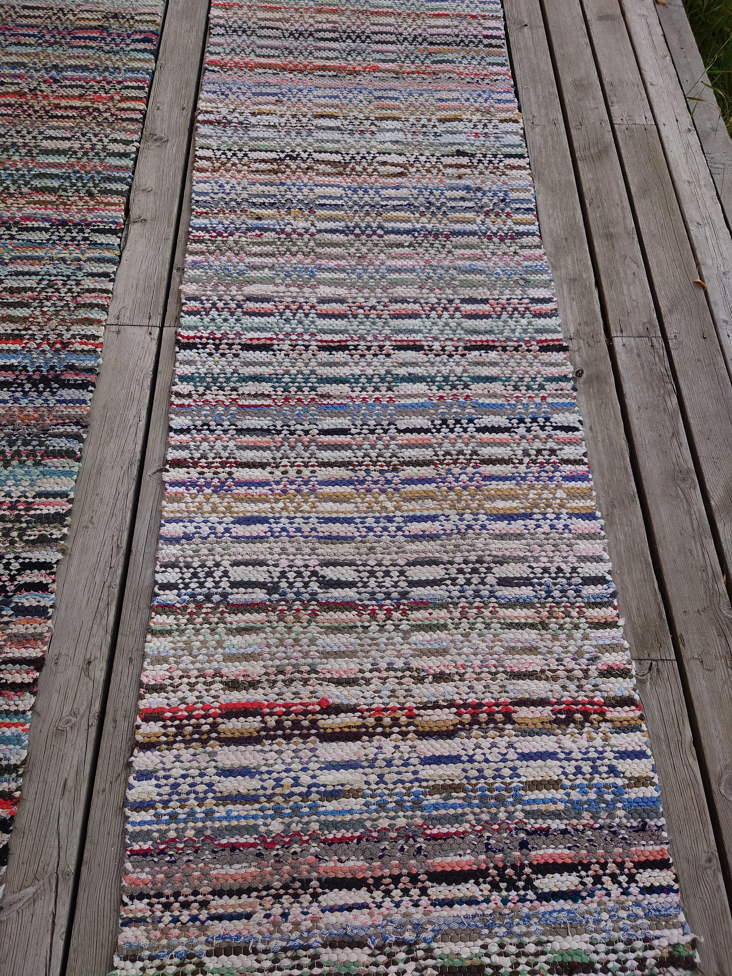 20th Century, a Set of Four Hand Woven Swedish Rag Rugs For Sale 4