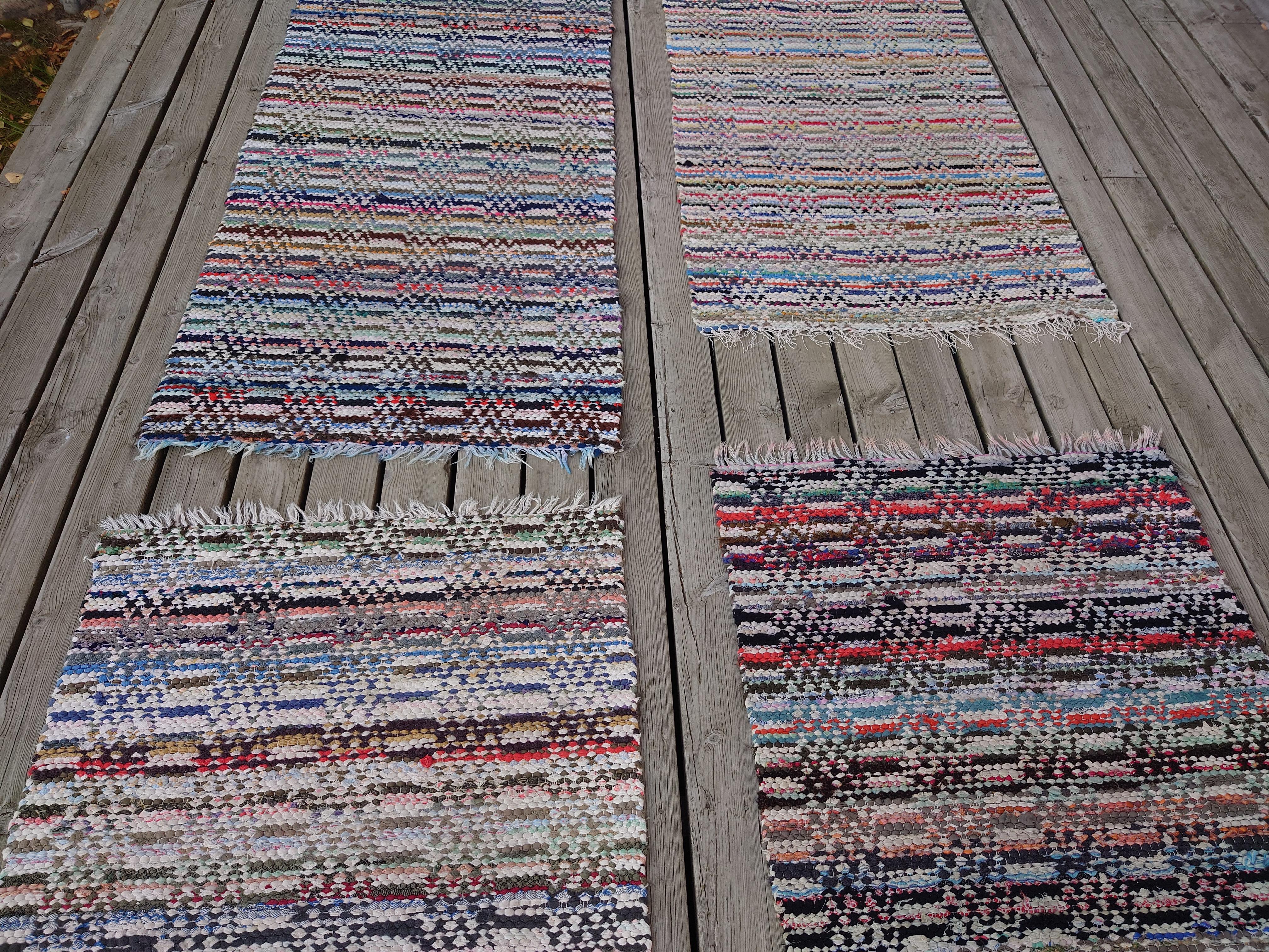 20th Century, a Set of Four Hand Woven Swedish Rag Rugs For Sale 6