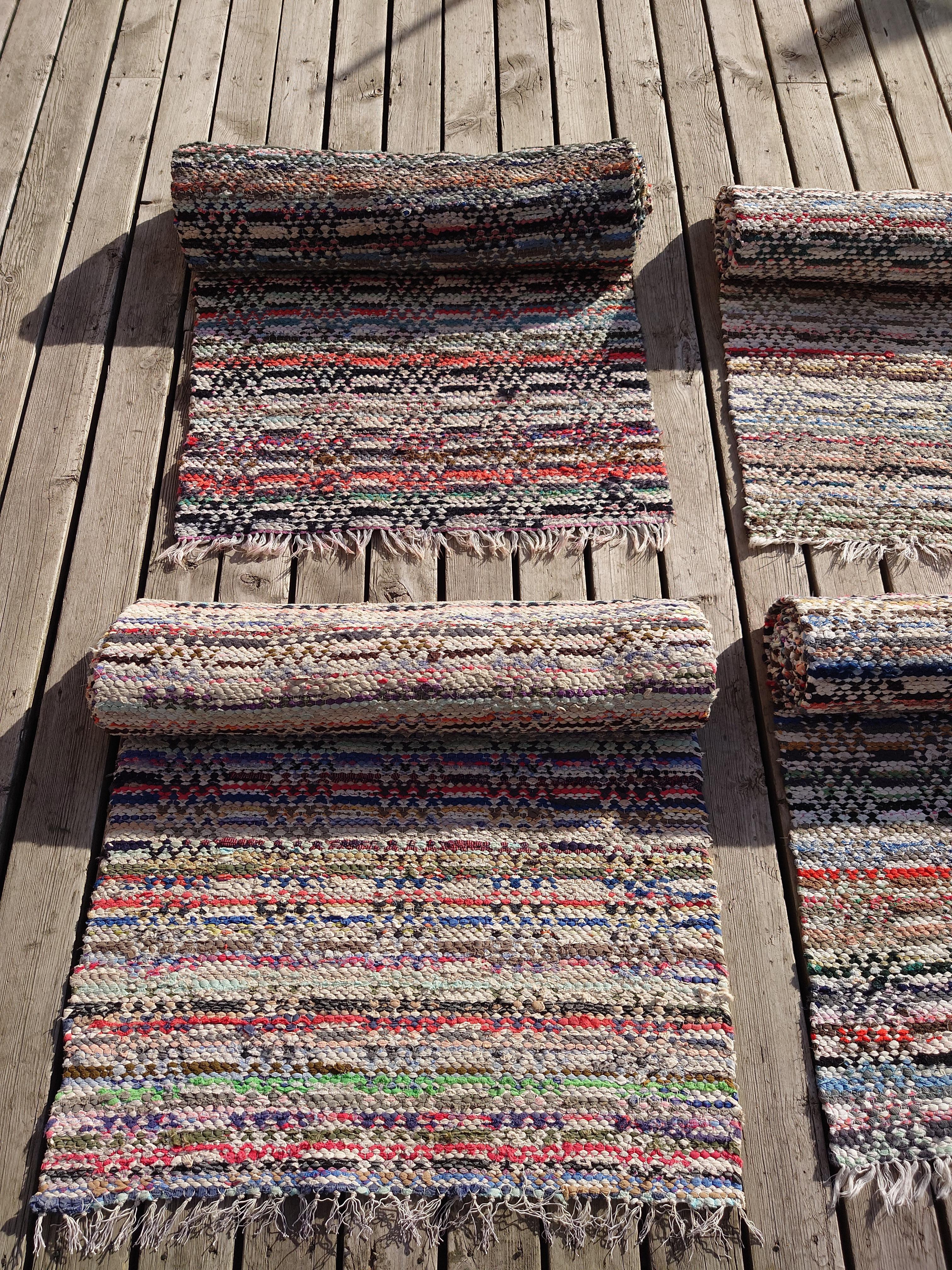 Country 20th Century, a Set of Four Hand Woven Swedish Rag Rugs For Sale