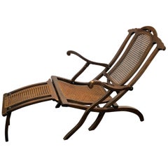 20th Century a Solid Mahogany and Straw Chaise Lounge