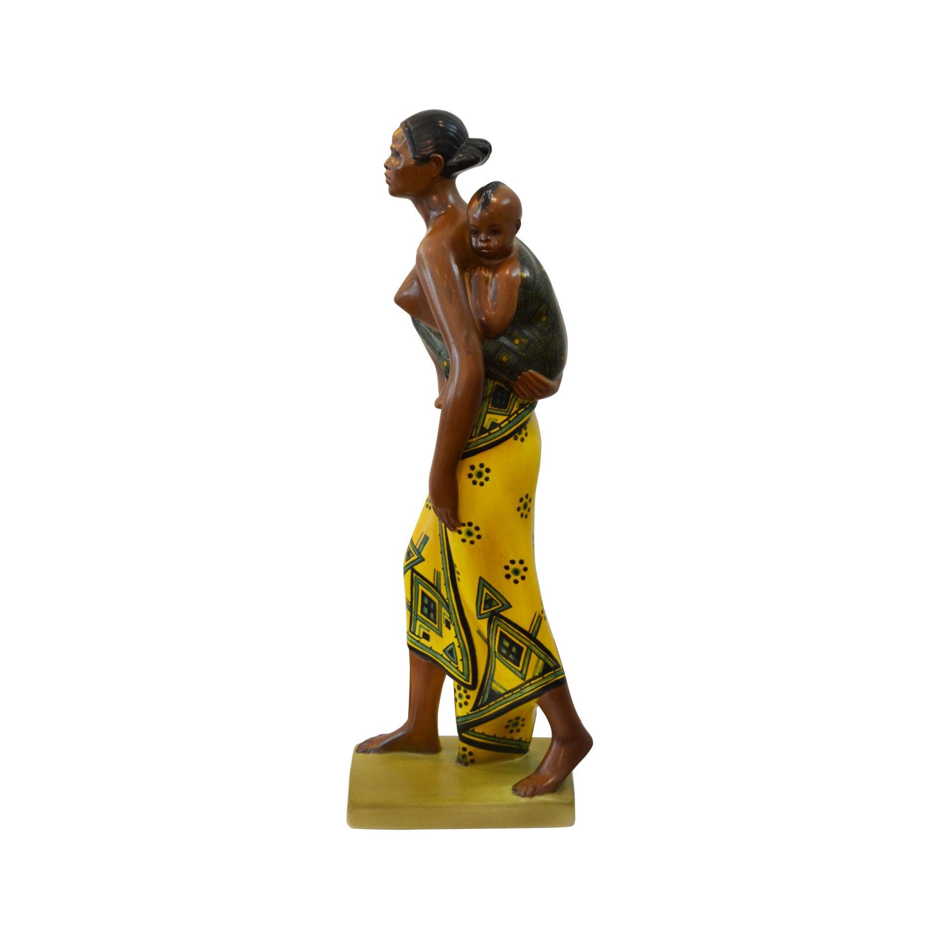 Mid-Century Modern 20th Century Abele Jacopi Ceramiche Lenci Abyssinian Mother, 1930s For Sale