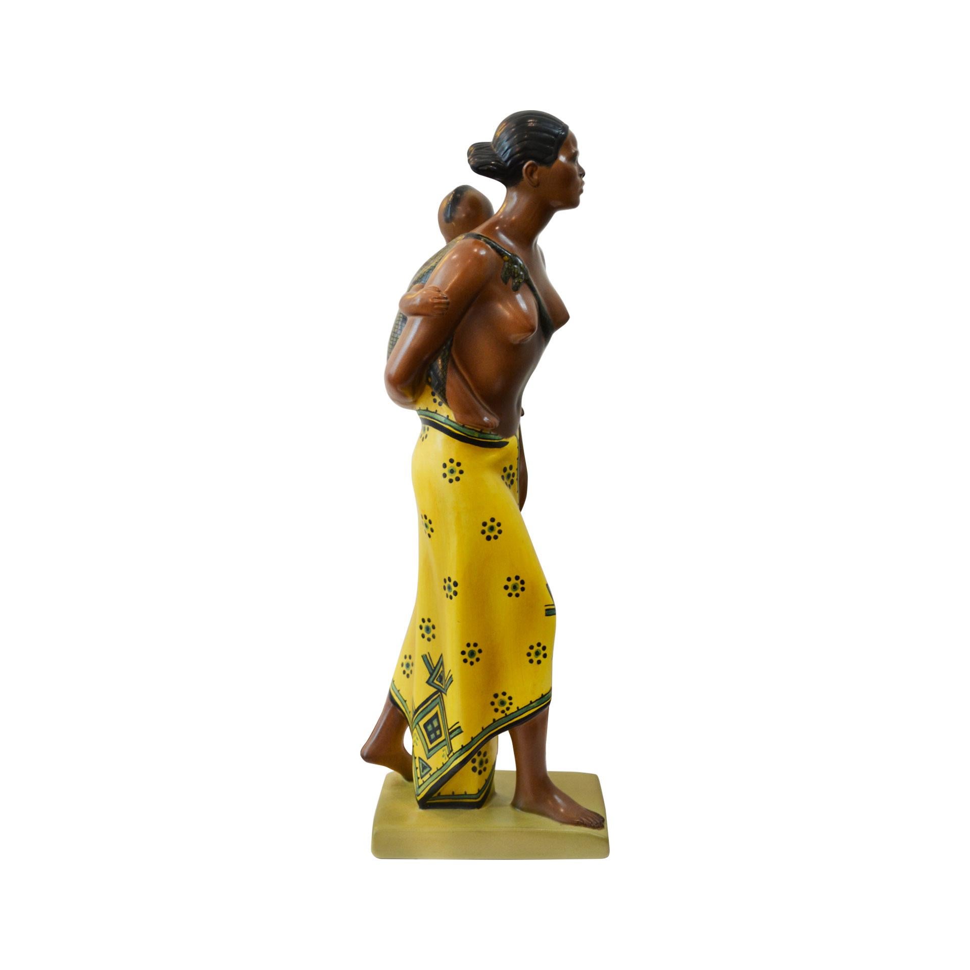 Mid-Century Modern Abele Jacopi Ceramiche Lenci Mère Abyssinian, années 1930 en vente