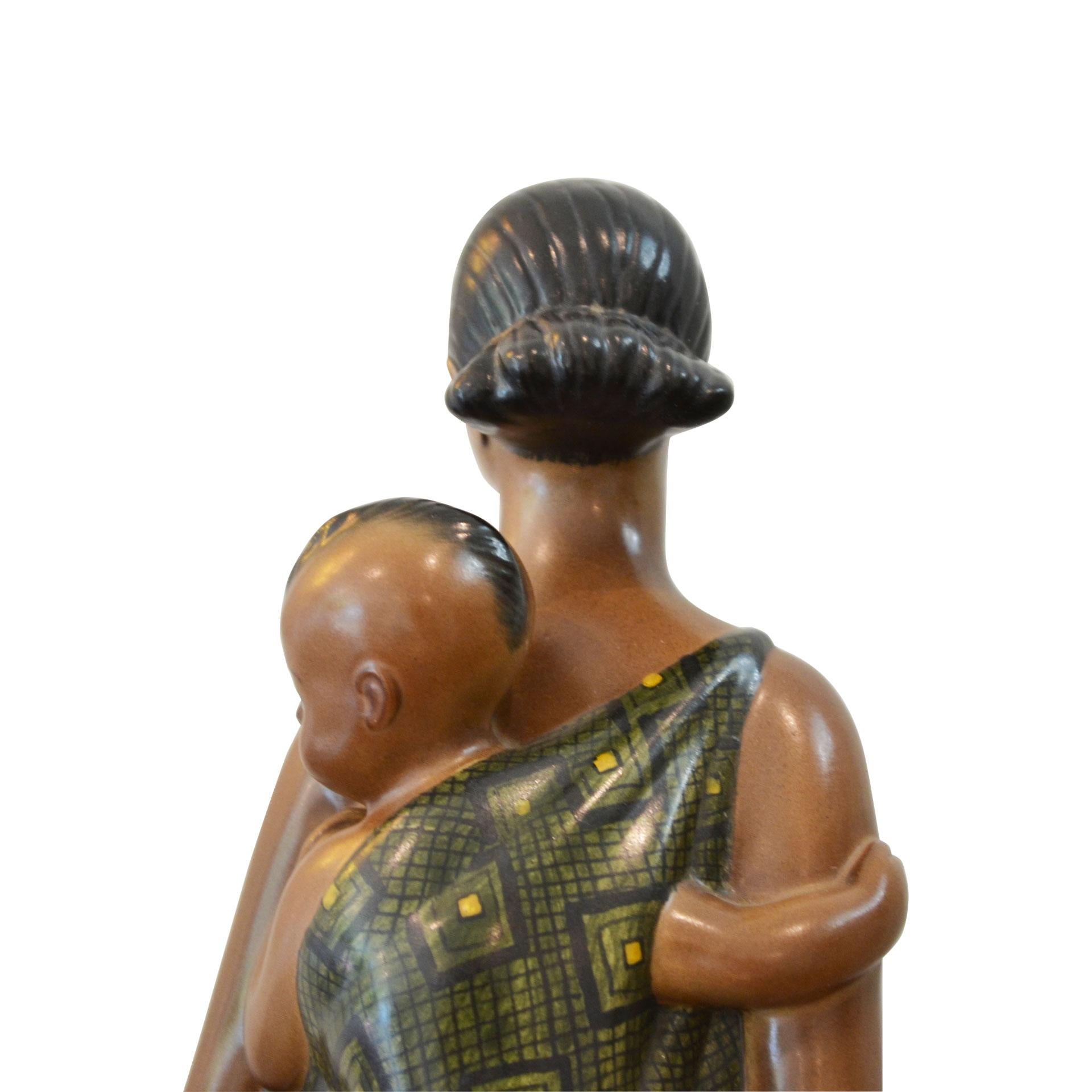 Abele Jacopi Ceramiche Lenci Mère Abyssinian, années 1930 Bon état - En vente à Turin, Turin