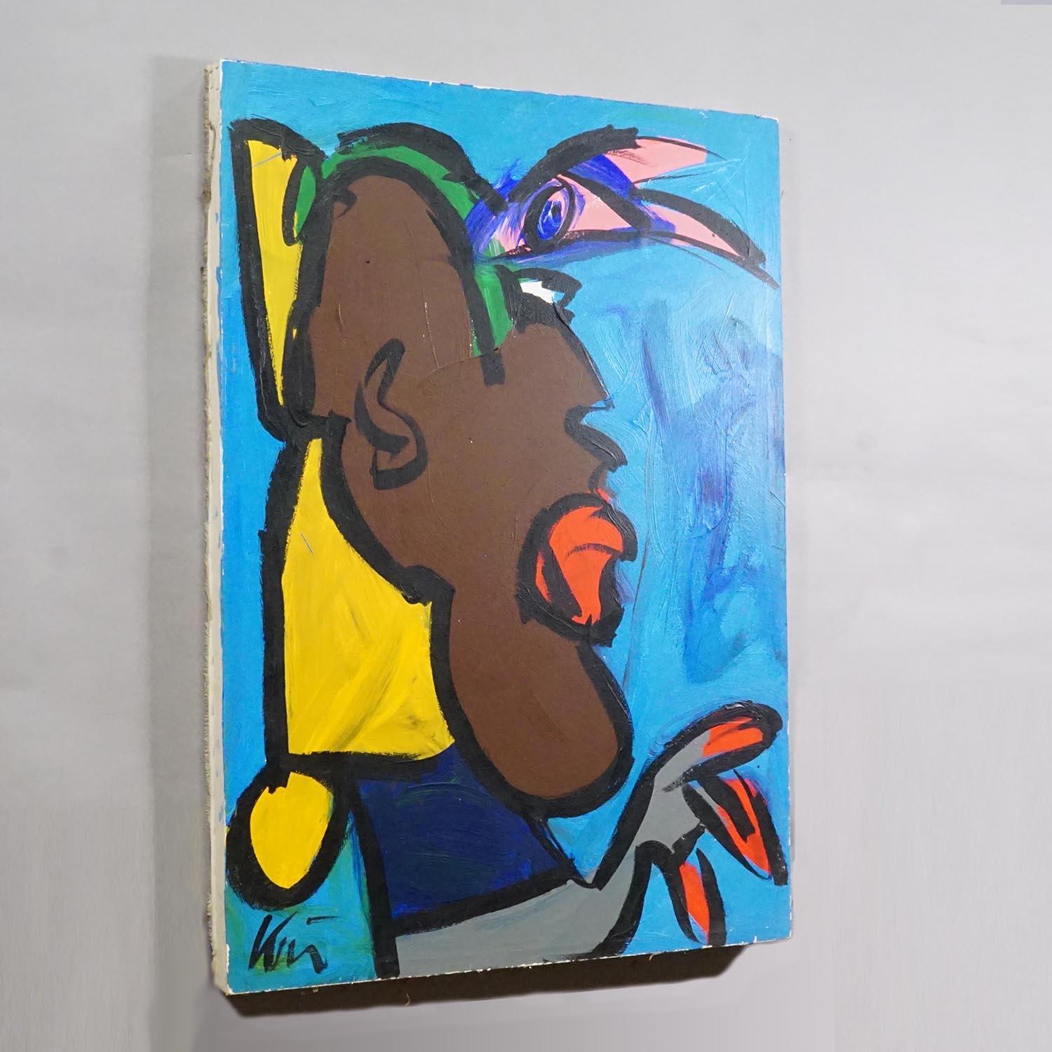 Siglo XX Pintura al óleo abstracta de Peter Robert Keil, Alemania

Un óleo de época pintado por Peter Robert Keil a finales del siglo XX. El cuadro representa un colorido, abstracto y estilizado rostro humano de perfil, mirando hacia la derecha. El