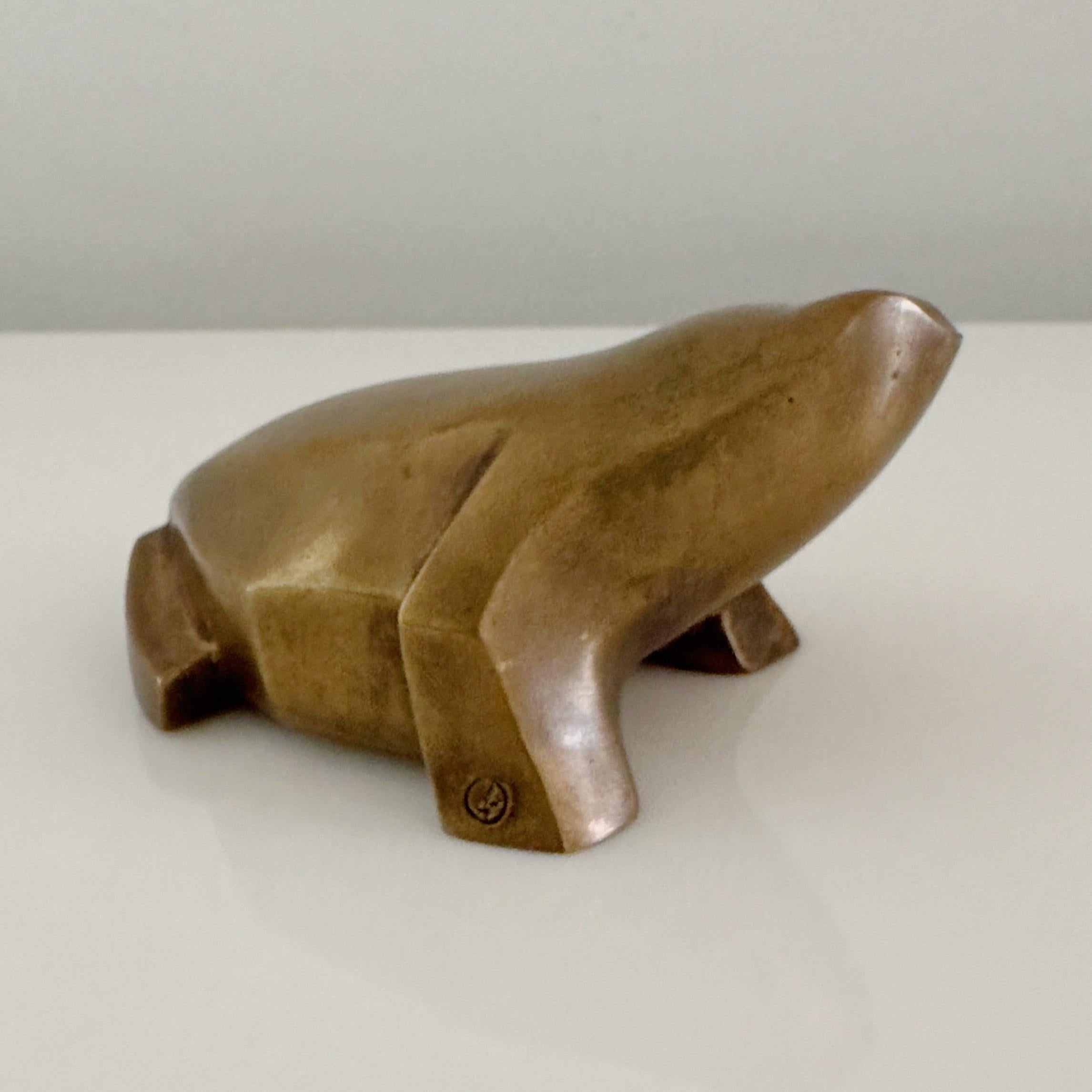Mid-Century Modern 20th Century Abstract Bronze Frog Sculpture Gerard Boudin (1946 -2011)