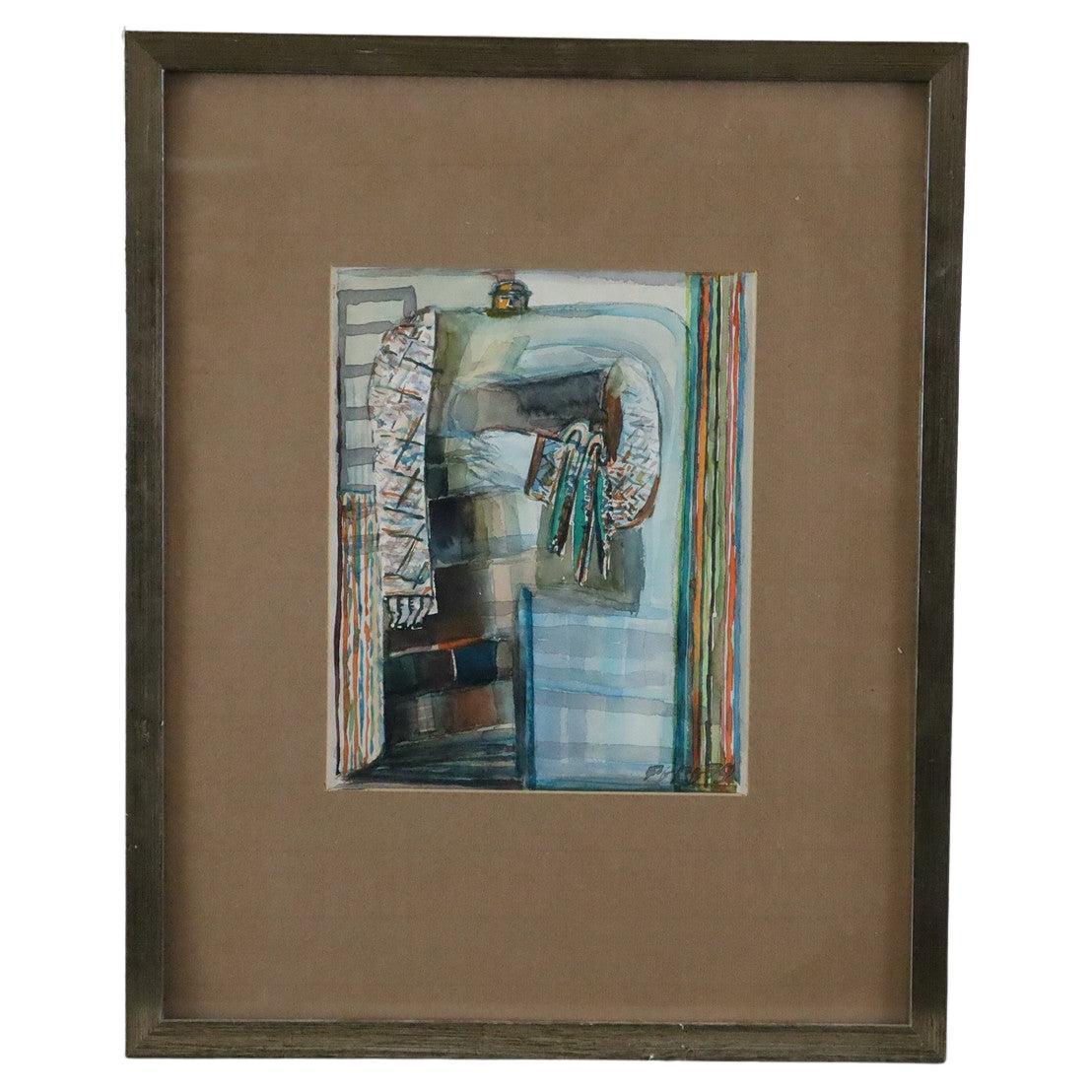 20e siècle, Figure abstraite, Aquarelle sur papier par Pebe. Signé et daté en vente