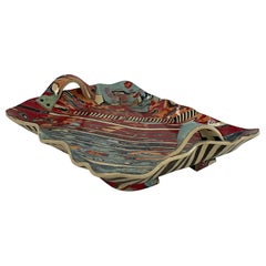Vintage 20th Century Abstract Hand-Crafted Ceramic Tray