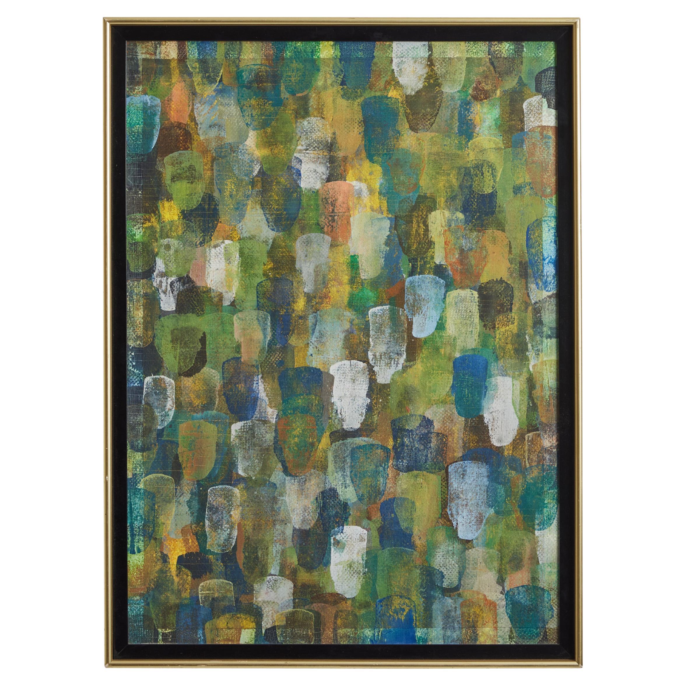 20th Century Abstract Oil on Wood Painting Attributed to Burton Wasserman For Sale