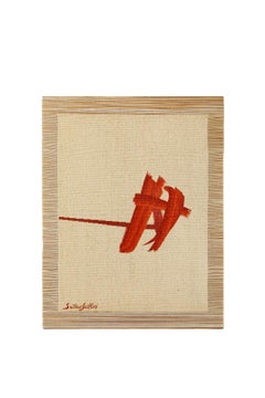 20th century abstract red and white wall tapestry by Jean-René Sautour Gaillard