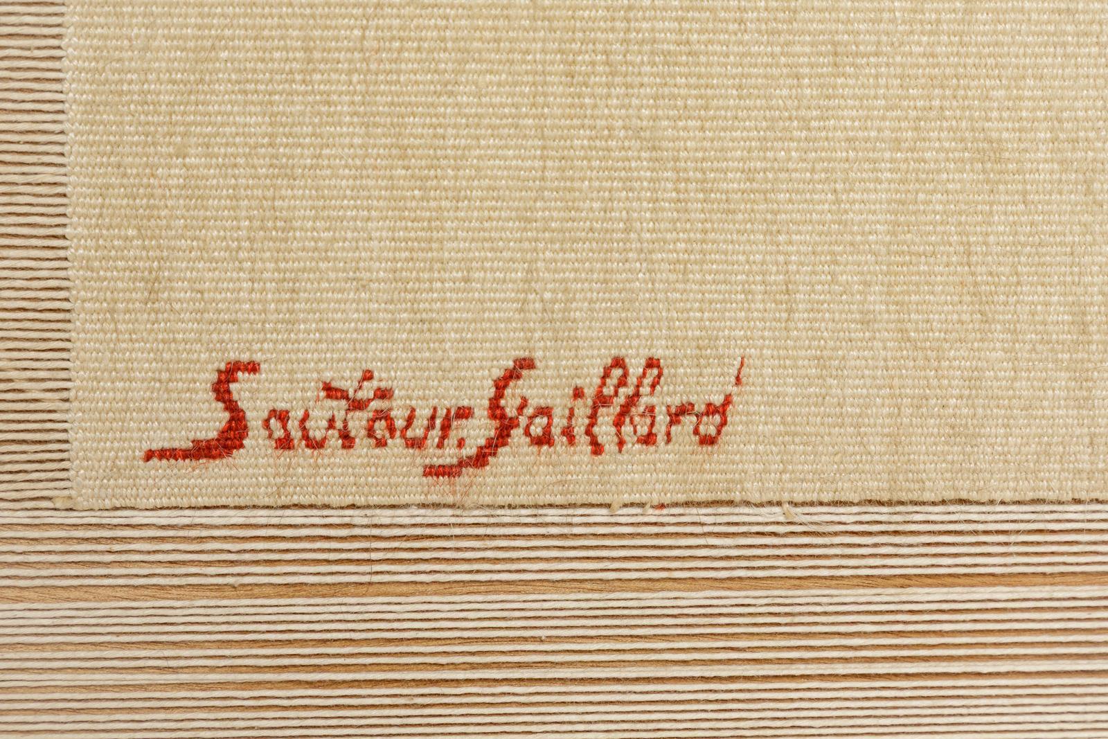 Abstrakter rot-weißer Wandteppich des 20. Jahrhunderts von Jean-René Sautour-Gaillard im Zustand „Hervorragend“ im Angebot in Neuilly-en- sancerre, FR