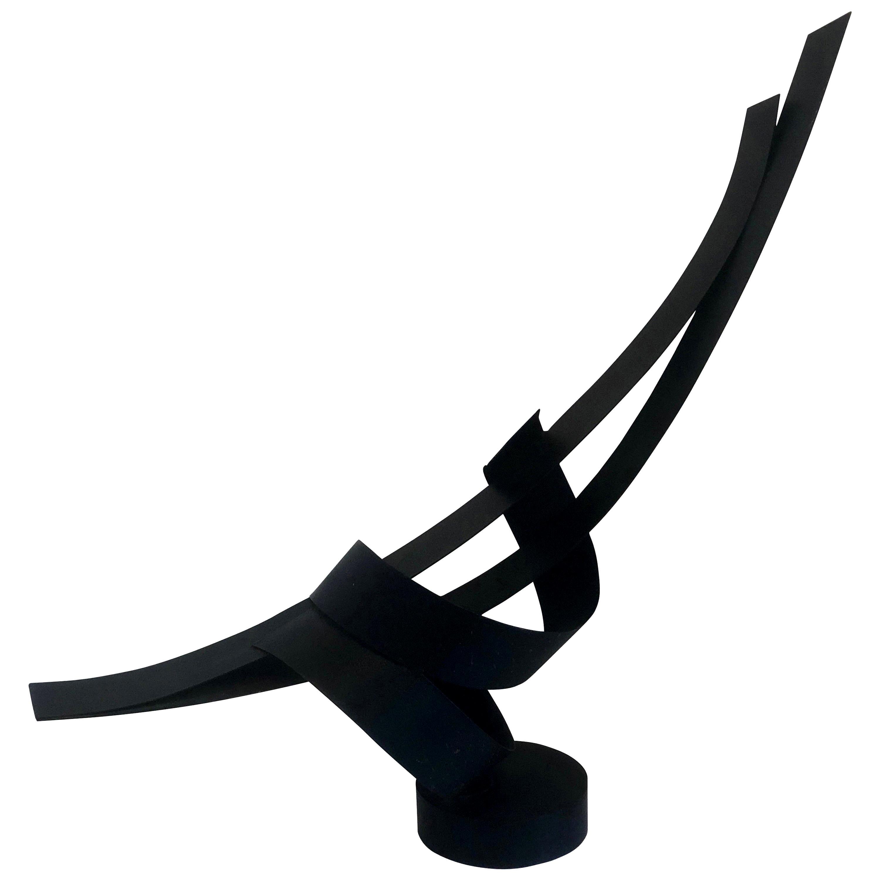 20th Century Abstract Sculpture in Black Textured Iron Metal by John Roper