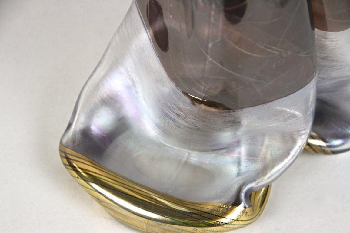 Vase abstrait à deux cols en verre du 20e siècle, signé, Allemagne, vers 1980 en vente 5