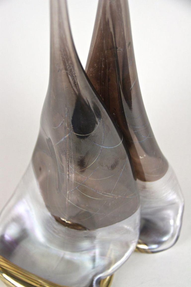 Vase abstrait à deux cols en verre du 20e siècle, signé, Allemagne, vers 1980 en vente 6