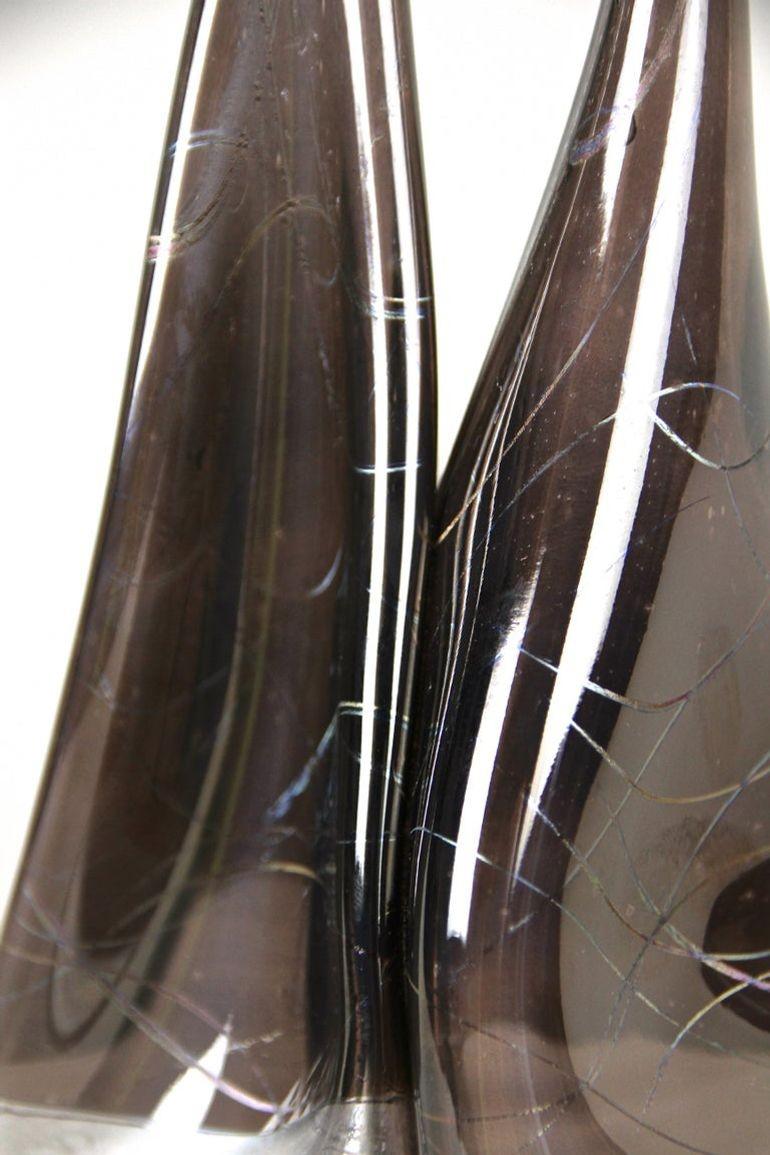 Verre Vase abstrait à deux cols en verre du 20e siècle, signé, Allemagne, vers 1980 en vente