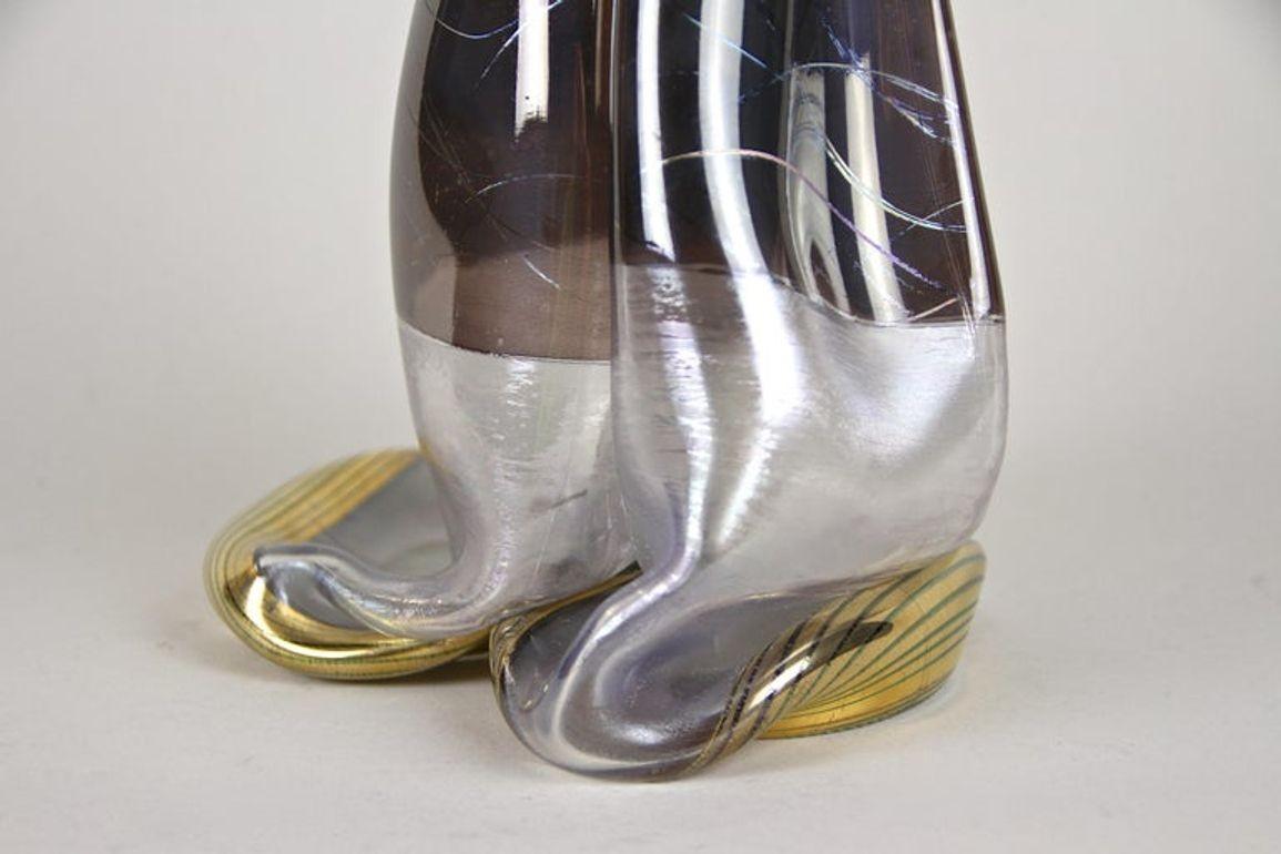 Vase abstrait à deux cols en verre du 20e siècle, signé, Allemagne, vers 1980 en vente 2