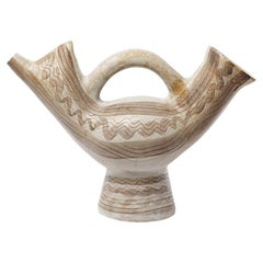 Jarrón o jarra abstracto de cerámica blanca y gris del siglo XX, de Jean Austruy