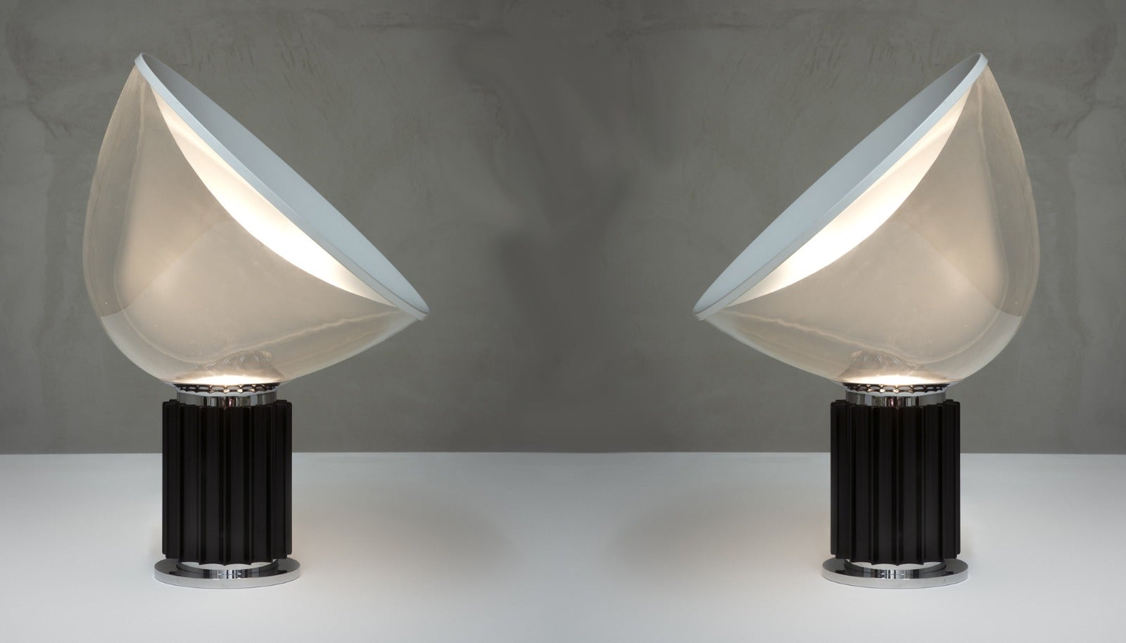 Mid-Century Modern 20th Century Achille and Pier Giacomo Castiglioni Twin Table Lamps Taccia x Flos