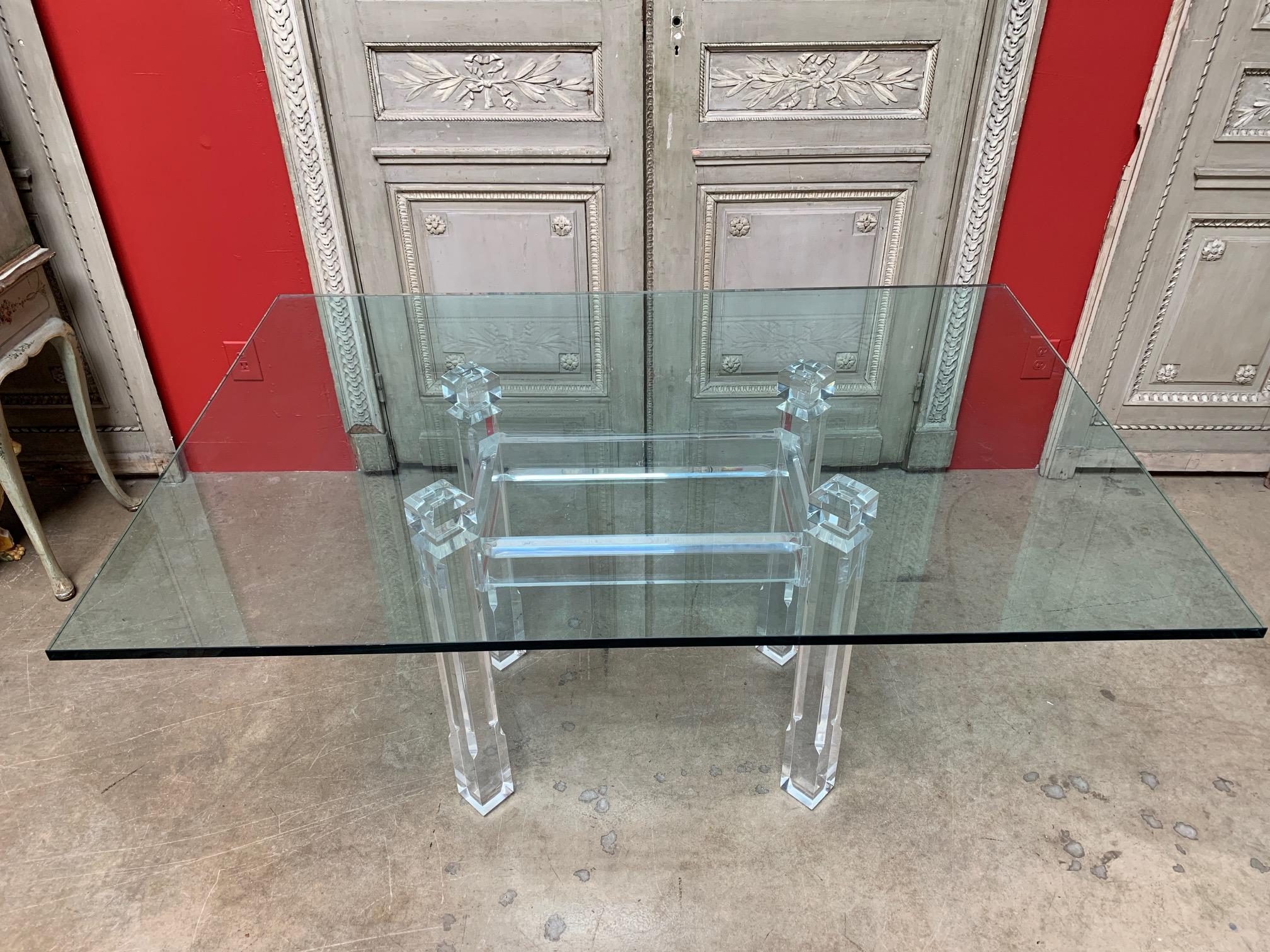 Art Deco 20th Century Acrylic and Glass Dining Table