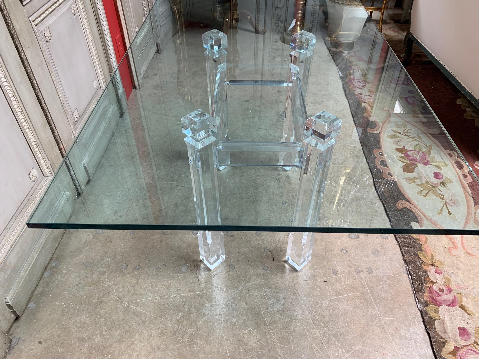 Cast 20th Century Acrylic and Glass Dining Table