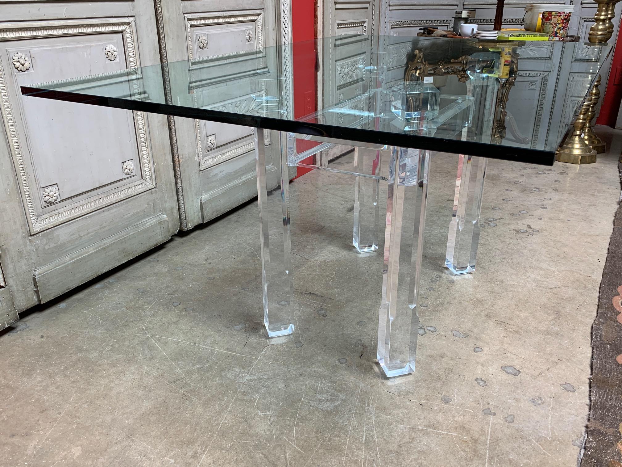 20th Century Acrylic and Glass Dining Table In Good Condition In Dallas, TX