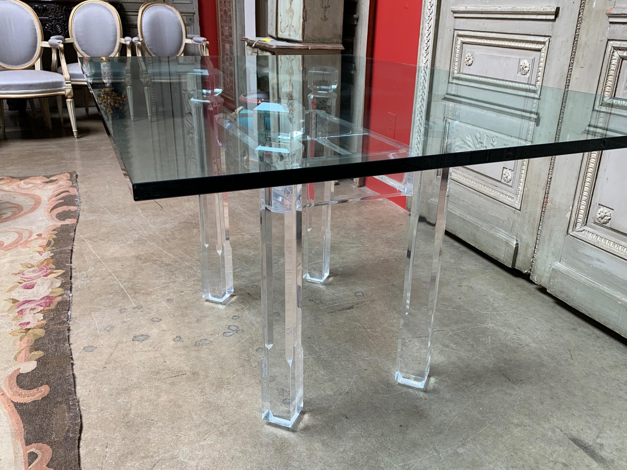 20th Century Acrylic and Glass Dining Table 1