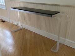 20th Century Acrylic, Chrome & Quartz Waterfall Console Table