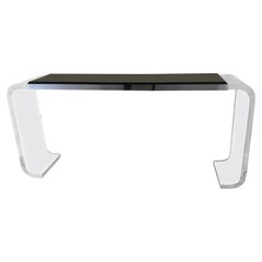 20th Century Acrylic, Chrome & Quartz Waterfall Console Table