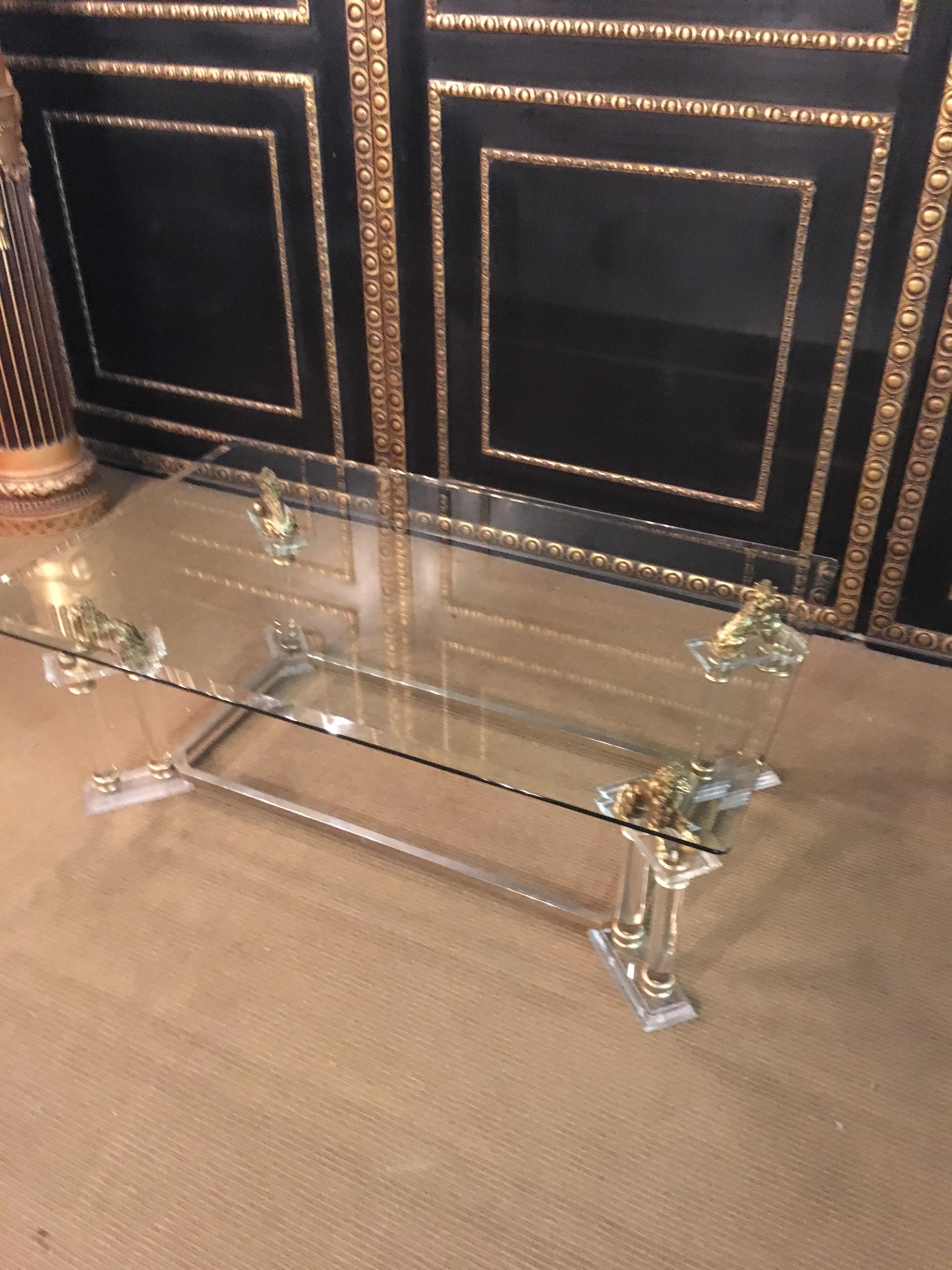 20th Century Acrylic Table with 4 Lions Table, Empire Style 9