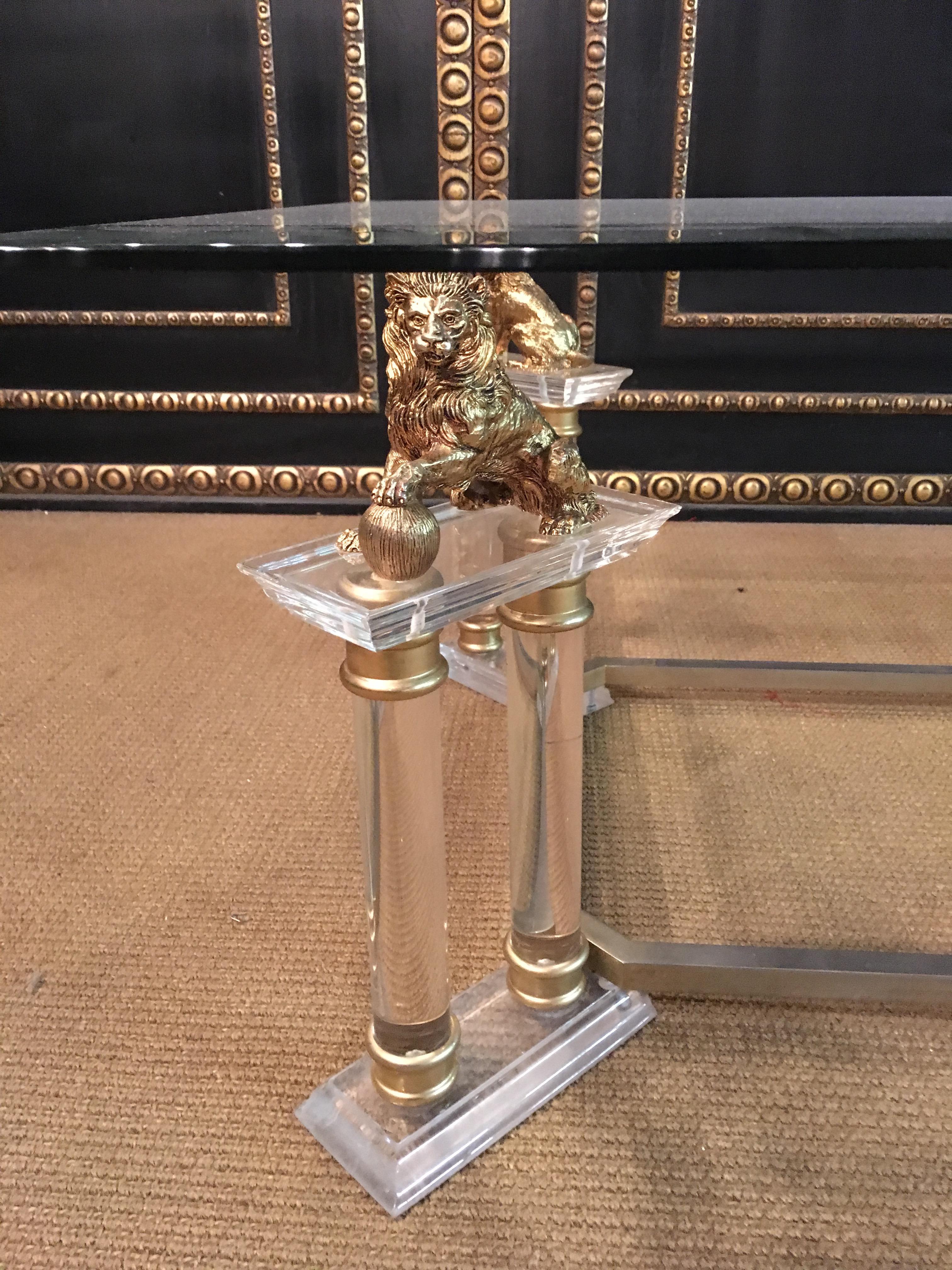 20th Century Acrylic Table with 4 Lions Table, Empire Style In Good Condition In Berlin, DE