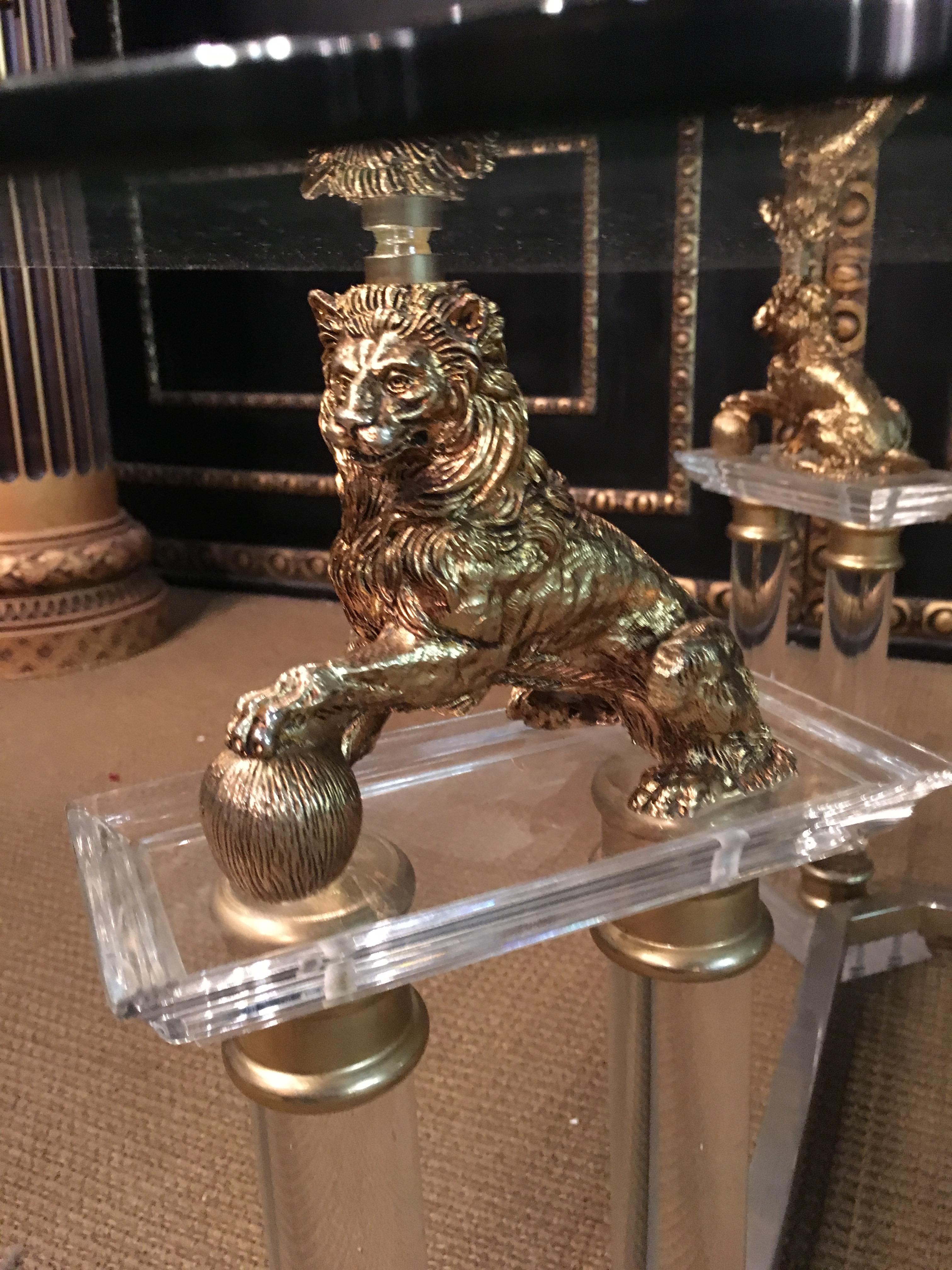 20th Century Acrylic Table with 4 Lions Table, Empire Style 2