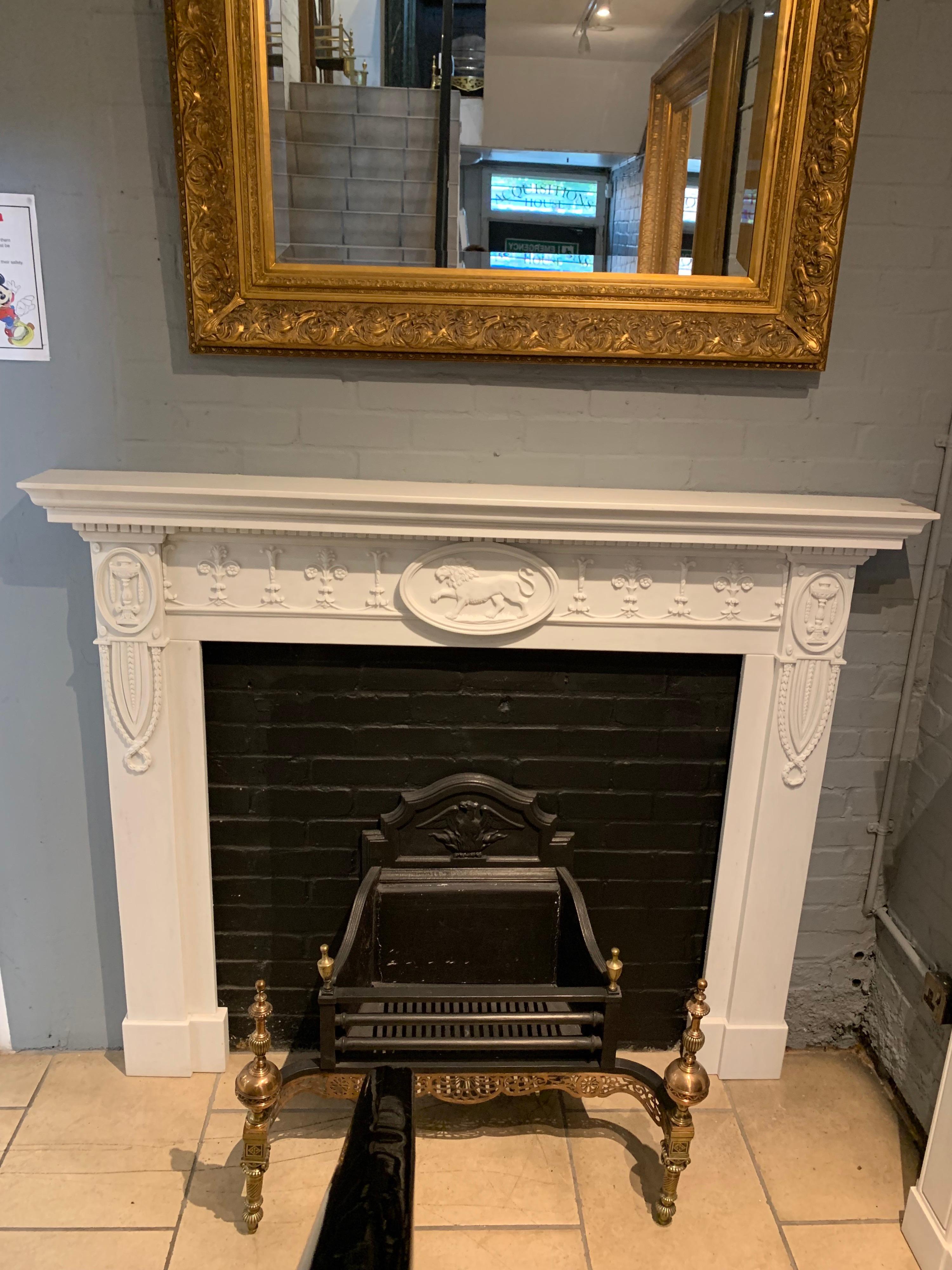 20th Century Adam Style Statuary Marble Mantelpiece 2