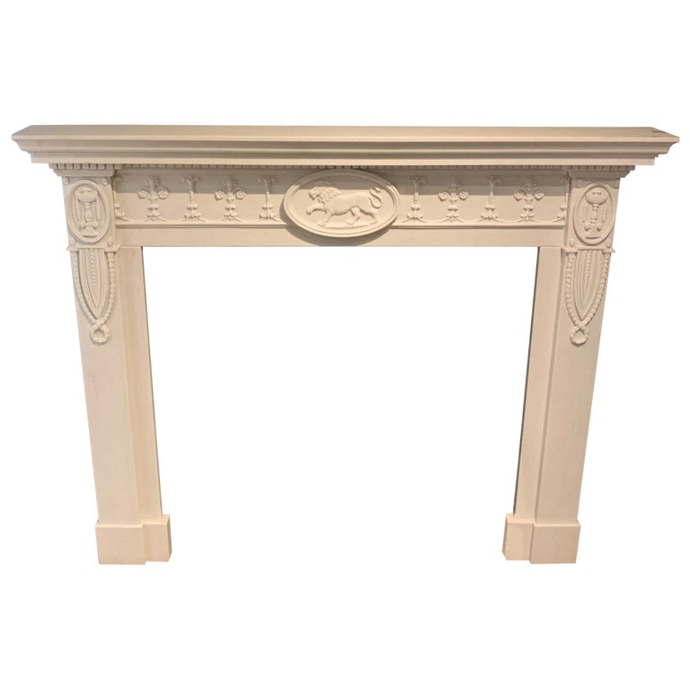20th Century Adam Style Statuary Marble Mantelpiece For Sale at 1stDibs
